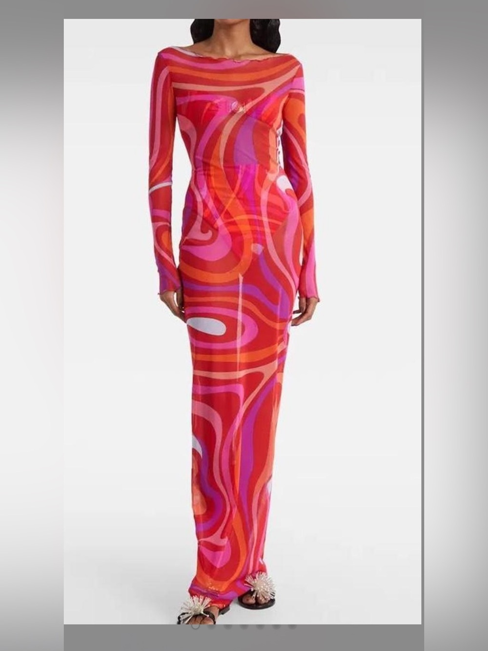 Anthropologie Multicolor Swirl Long-Sleeve Maxi Dress